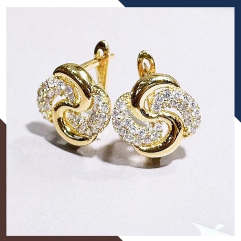 Bông tai vàng tây 10k hình chong chóng trẻ trung mới đẹp cho nữ, mẫu chốt bấm bật mã TL67