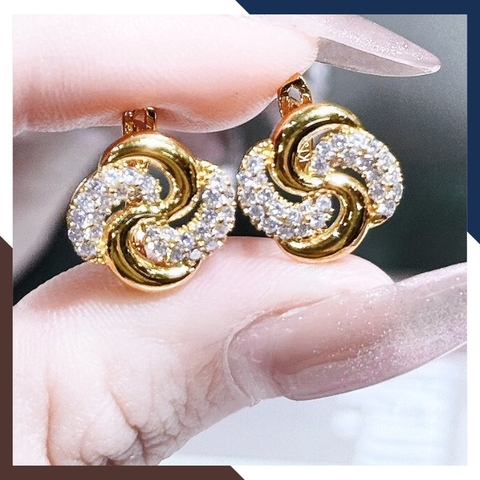 Bông tai vàng tây 10k hình chong chóng trẻ trung mới đẹp cho nữ, mẫu chốt bấm bật mã TL67