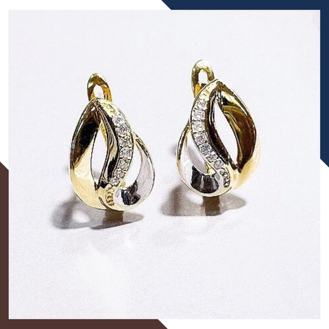 Bông tai vàng tây 10k hình giọt nước trẻ trung mới đẹp cho nữ, mẫu chốt bấm bật mã TL46