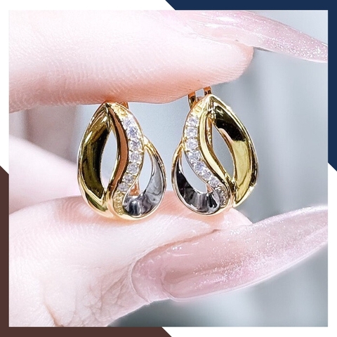 Bông tai vàng tây 10k hình giọt nước trẻ trung mới đẹp cho nữ, mẫu chốt bấm bật mã TL46