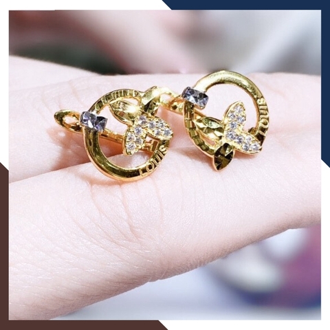 Bông tai vàng tây 10k hình hoa 4 cánh mẫu chốt bấm bật trẻ trung mới đẹp cho nữ mã TL52