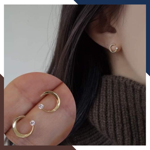 Bông tai vàng tây 10k hình mặt trăng khuyết trẻ trung cho nữ đẹp mã TL33