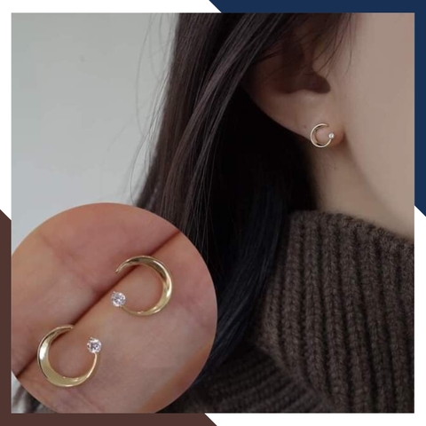 Bông tai vàng tây 10k hình mặt trăng khuyết trẻ trung cho nữ đẹp mã TL33