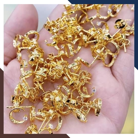 Bông tai vàng tây 10k hình mặt trăng khuyết trẻ trung cho nữ đẹp mã TL33