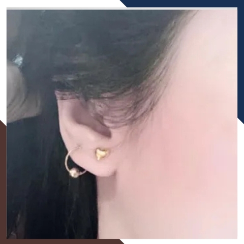 Bông tai trái tim vàng tây 10k mã BTV03