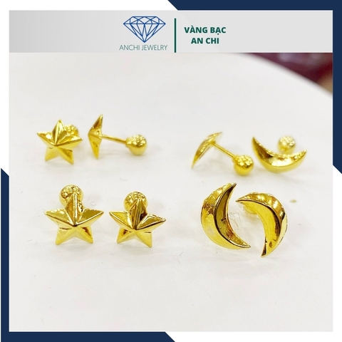 Bông tai vàng tây nữ 10k hình trăng khuyết trẻ trung mã 658TL22
