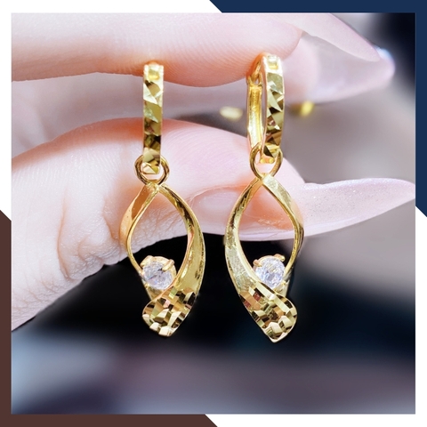 Bông tai vàng tây 10k kiểu khuyên tròn tòn ten trẻ trung mới đẹp cho nữ mã TL59