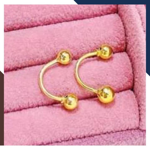 Bông tai vàng nữ bi tròn dáng cong mã 628TL21 | vàng tây 10k