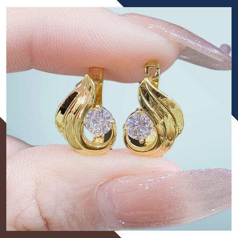 Bông tai vàng tây 10k trẻ trung mới đẹp cho nữ, mẫu chốt bấm bật mã TL47