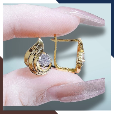 Bông tai vàng tây 10k trẻ trung mới đẹp cho nữ, mẫu chốt bấm bật mã TL47