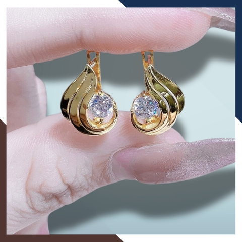 Bông tai vàng tây 10k trẻ trung mới đẹp cho nữ, mẫu chốt bấm bật mã TL47