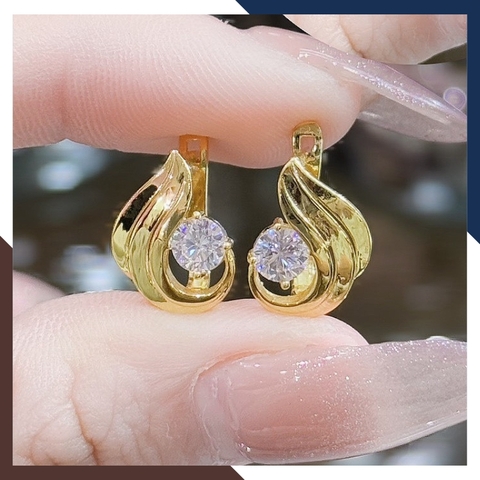 Bông tai vàng tây 10k trẻ trung mới đẹp cho nữ, mẫu chốt bấm bật mã TL47