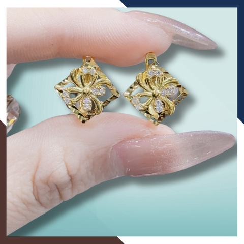 Bông tai vàng tây 10k trẻ trung mới đẹp cho nữ, mẫu chốt bấm bật mã TL62