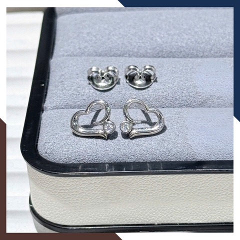 Bông Tai Vàng Trắng 10k Cho Nữ Hình Trái Tim BTV196 – Quà Tặng Ngọt Ngào Dành Cho Nàng