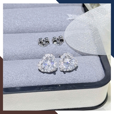 Bông Tai Vàng Trắng 10k Cho Nữ Hình Trái Tim BTV196 – Quà Tặng Ngọt Ngào Dành Cho Nàng