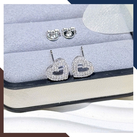 Bông Tai Vàng Trắng 10k Cho Nữ Hình Trái Tim BTV196 – Quà Tặng Ngọt Ngào Dành Cho Nàng