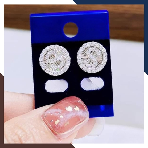 Bông Tai Vàng Trắng Nữ 10k Trẻ Trung BTV165 - Sang Trọng & Nổi Bật, Thu Hút Mọi Ánh Nhìn