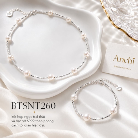 Set Ngọc Trai Phối Hạt Bạc Vỡ BTSNT260 – Trẻ Trung, Thanh Lịch Và Dễ Đeo Mỗi Ngày