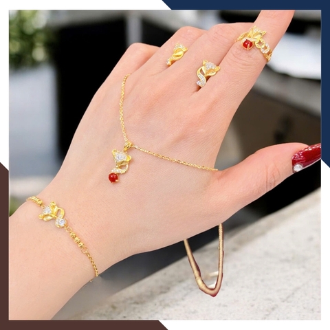 BTSV36 – Bộ Trang Sức Hồ Ly Vàng 10K Phối Trọn 4 Món, Dễ Đeo & Đồng Điệu Phong Cách