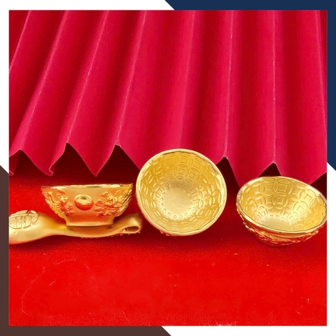 Bộ Bát Đũa Vàng Ta 24K 9999 QTV32 – Kỷ Vật Thôi Nôi Cho Bé | Ngọc Trai Anchi