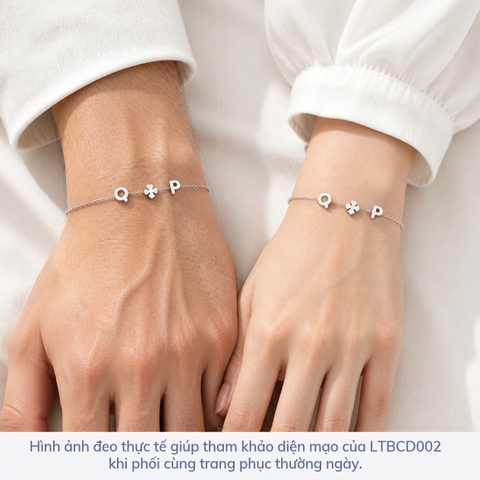 Lắc Tay Đôi Bạc 925 Khắc Tên Theo Yêu Cầu LTBCD003