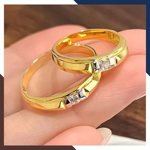 Cặp Nhẫn Cưới 1 Chỉ Vàng Tây 10k Đẹp NVCD145 – Đính đá CZ Lấp Lánh, Tạo Điểm Nhấn Hoàn Hảo Cho Ngày Cưới