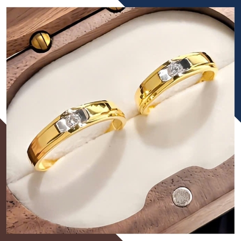 Cặp Nhẫn Cưới 1 Chỉ Vàng Tây 10k Đẹp NVCD145 – Đính đá CZ Lấp Lánh, Tạo Điểm Nhấn Hoàn Hảo Cho Ngày Cưới