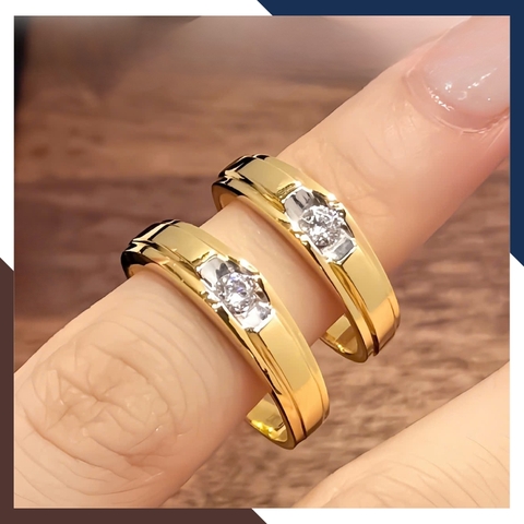 Cặp Nhẫn Cưới 1 Chỉ Vàng Tây 10k Đẹp NVCD145 – Đính đá CZ Lấp Lánh, Tạo Điểm Nhấn Hoàn Hảo Cho Ngày Cưới