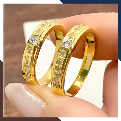 Cặp Nhẫn Cưới 1 Chỉ Vàng Tây 10k Đẹp NVCD145 – Đính đá CZ Lấp Lánh, Tạo Điểm Nhấn Hoàn Hảo Cho Ngày Cưới