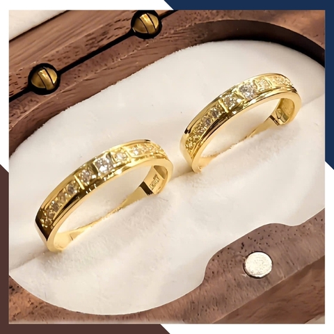 Cặp Nhẫn Cưới 1 Chỉ Vàng Tây 10k Đẹp NVCD145 – Đính đá CZ Lấp Lánh, Tạo Điểm Nhấn Hoàn Hảo Cho Ngày Cưới