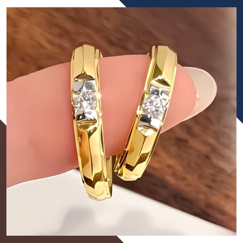 Cặp Nhẫn Cưới 1 Chỉ Vàng Tây 10k Đẹp NVCD145 – Đính đá CZ Lấp Lánh, Tạo Điểm Nhấn Hoàn Hảo Cho Ngày Cưới