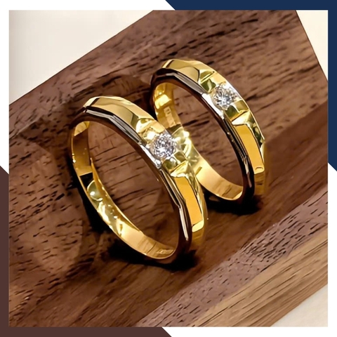 Cặp Nhẫn Cưới 1 Chỉ Vàng Tây 10k Đẹp NVCD145 – Đính đá CZ Lấp Lánh, Tạo Điểm Nhấn Hoàn Hảo Cho Ngày Cưới