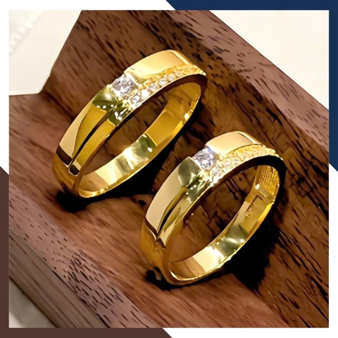 Cặp Nhẫn Cưới 1 Chỉ Vàng Tây 10k Đẹp NVCD145 – Đính đá CZ Lấp Lánh, Tạo Điểm Nhấn Hoàn Hảo Cho Ngày Cưới