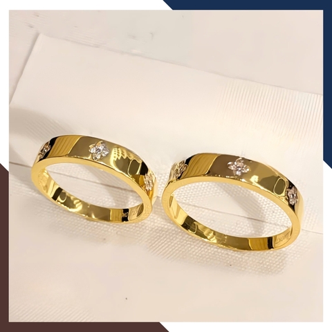 Cặp Nhẫn Cưới 1 Chỉ Vàng Tây 10k Đính Đá Đơn Giản NVCD86 – Giá Rẻ, Chất Lượng, Ý Nghĩa Bền Lâu