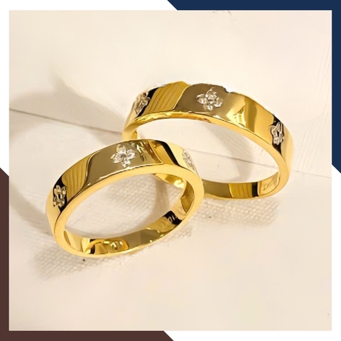 Cặp Nhẫn Cưới 1 Chỉ Vàng Tây 10k Đính Đá Đơn Giản NVCD86 – Giá Rẻ, Chất Lượng, Ý Nghĩa Bền Lâu