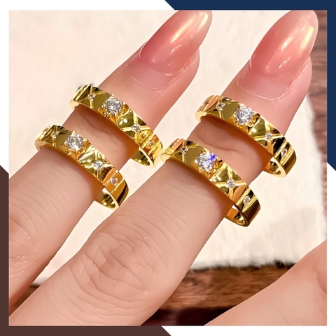 Cặp Nhẫn Cưới 1 Chỉ Vàng Tây 10k Đính Đá Đơn Giản NVCD86 – Giá Rẻ, Chất Lượng, Ý Nghĩa Bền Lâu