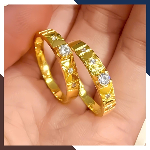 Cặp Nhẫn Cưới 1 Chỉ Vàng Tây 10k Đính Đá Đơn Giản NVCD86 – Giá Rẻ, Chất Lượng, Ý Nghĩa Bền Lâu
