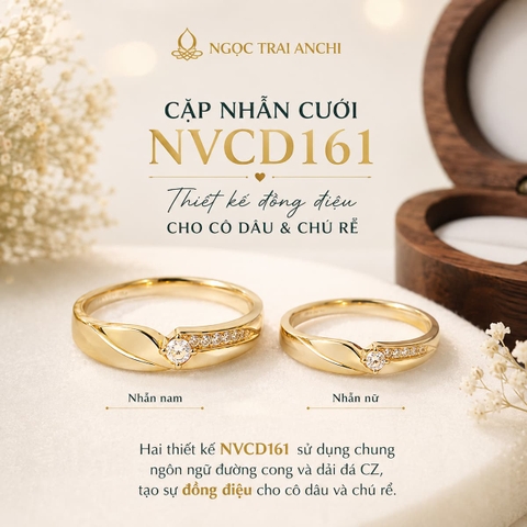 Cặp Nhẫn Cưới Vàng Tây 10K NVCD162 – Bản 2mm, Họa Tiết Hình Học