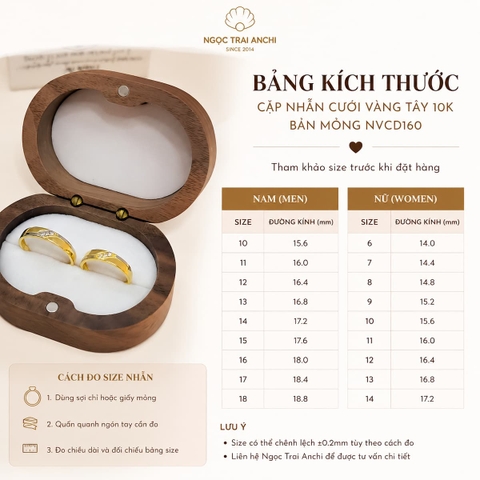 Cặp Nhẫn Cưới Vàng Tây 10K NVCD161 – Thiết Kế Đồng Điệu, Đính Đá Tinh Tế Cho Cặp Đôi Hiện Đại