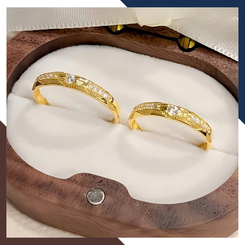 Cặp Nhẫn Cưới, Nhẫn Đôi Vàng Tây 10k Đính Đá Đẹp NVCD110 – Giá Rẻ, Sang Trọng, Tiết Kiệm Tối Đa