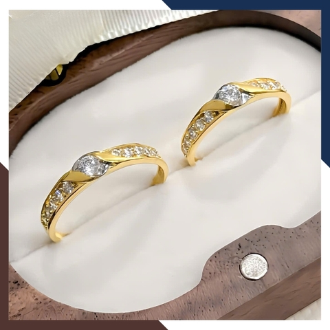 Cặp Nhẫn Cưới, Nhẫn Đôi Vàng Tây 10k Đính Đá Đẹp NVCD110 – Giá Rẻ, Sang Trọng, Tiết Kiệm Tối Đa