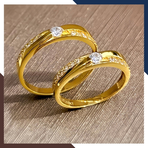 Cặp Nhẫn Cưới, Nhẫn Đôi Vàng Tây 10k Đính Đá Đẹp NVCD110 – Giá Rẻ, Sang Trọng, Tiết Kiệm Tối Đa