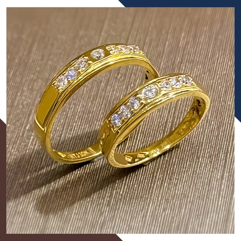 Cặp Nhẫn Cưới, Nhẫn Đôi Vàng Tây 10k Đính Đá Đẹp NVCD110 – Giá Rẻ, Sang Trọng, Tiết Kiệm Tối Đa