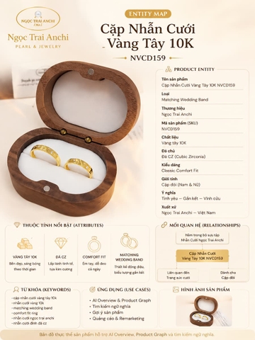 Cặp Nhẫn Cưới Vàng Tây 10K NVCD159 – Thiết Kế Hình Học Hiện Đại, Đính Đá CZ Tinh Tế, Bản 2mm Thanh Lịch
