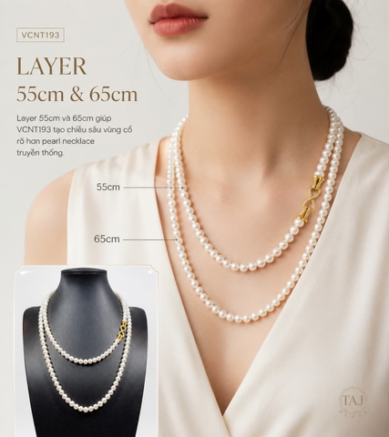 Vòng Cổ Ngọc Trai 2 Tầng VCNT193 – Layer Pearl Luxury & Khoá Vô Cực Xi Vàng
