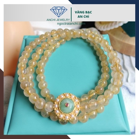 Charm bạc xỏ ngang mạ vàng đính ngọc phỉ thúy, bảo hành 2 năm không phai màu - bán buôn toàn quốc