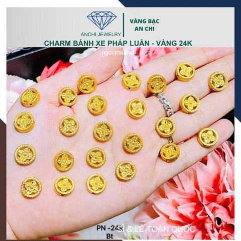 Charm bánh xe pháp luân vàng 24k 9999 - tuyển sỉ toàn quốc