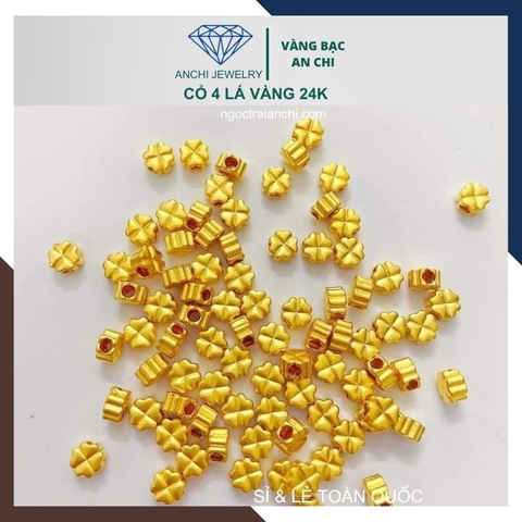 Charm cỏ 4 lá vàng 24k 9999 - Sỉ toàn quốc