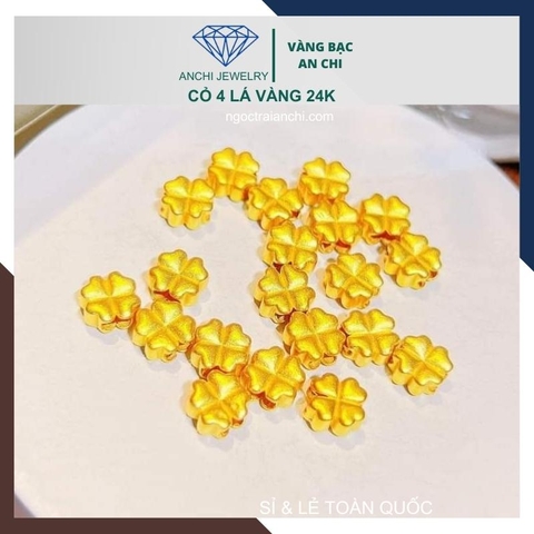 Charm cỏ 4 lá vàng 24k 9999 - Sỉ toàn quốc