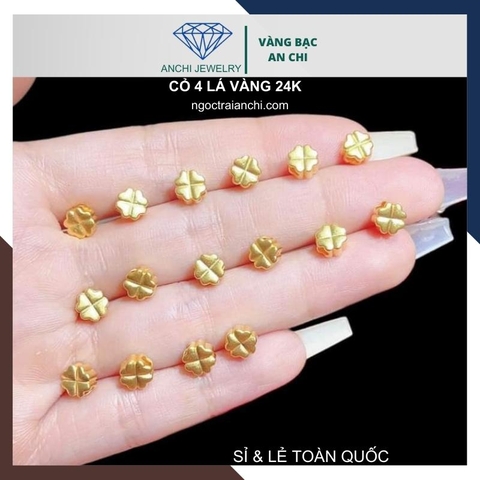 Charm cỏ 4 lá vàng 24k 9999 - Sỉ toàn quốc